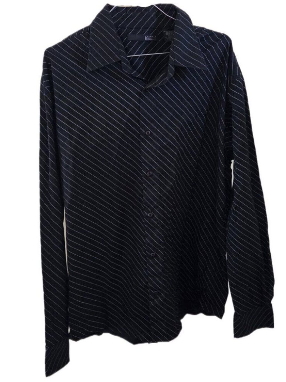 Point X Men's Black Pinstripe Long Sleeve Dress Shirt